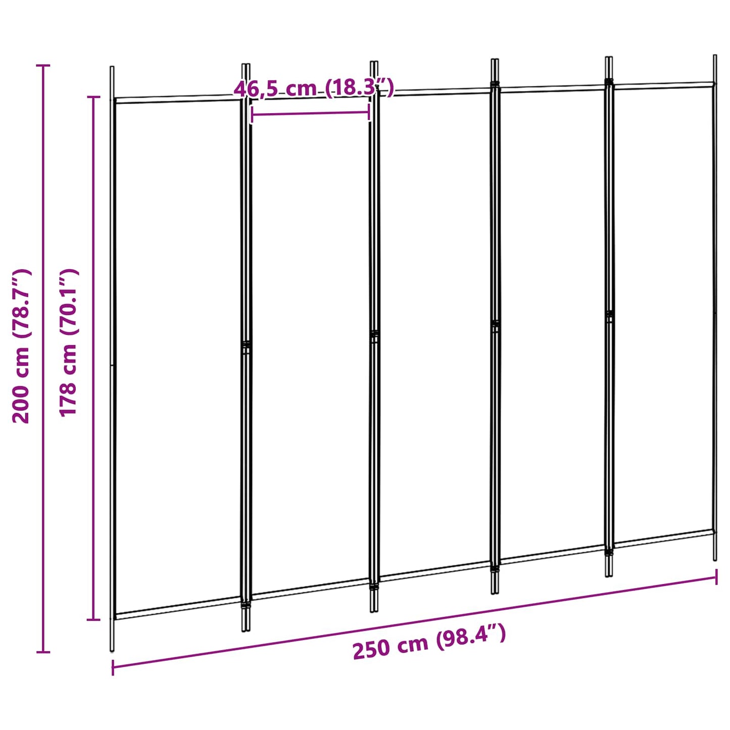vidaXL Room Divider Beige 250 x 200 cm Fabric