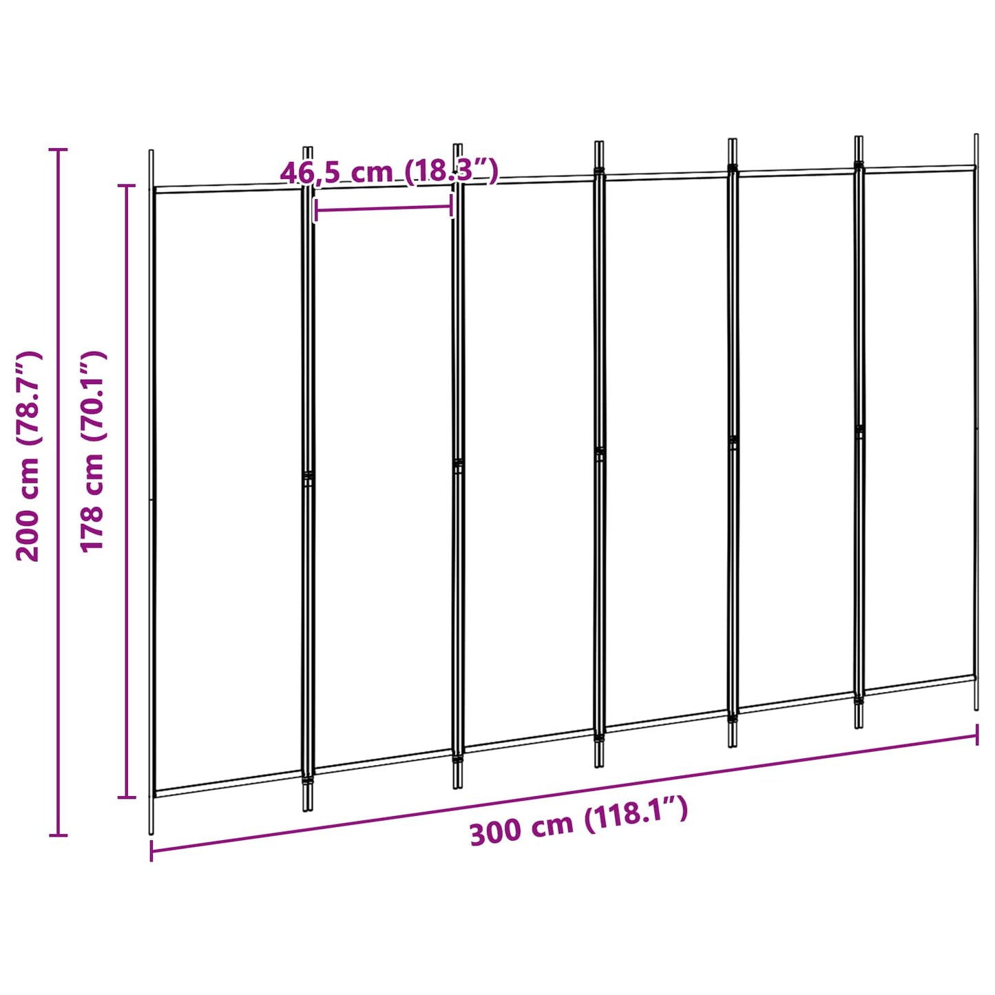 vidaXL 6-Panel Room Divider Beige 300 x 200 cm Fabric