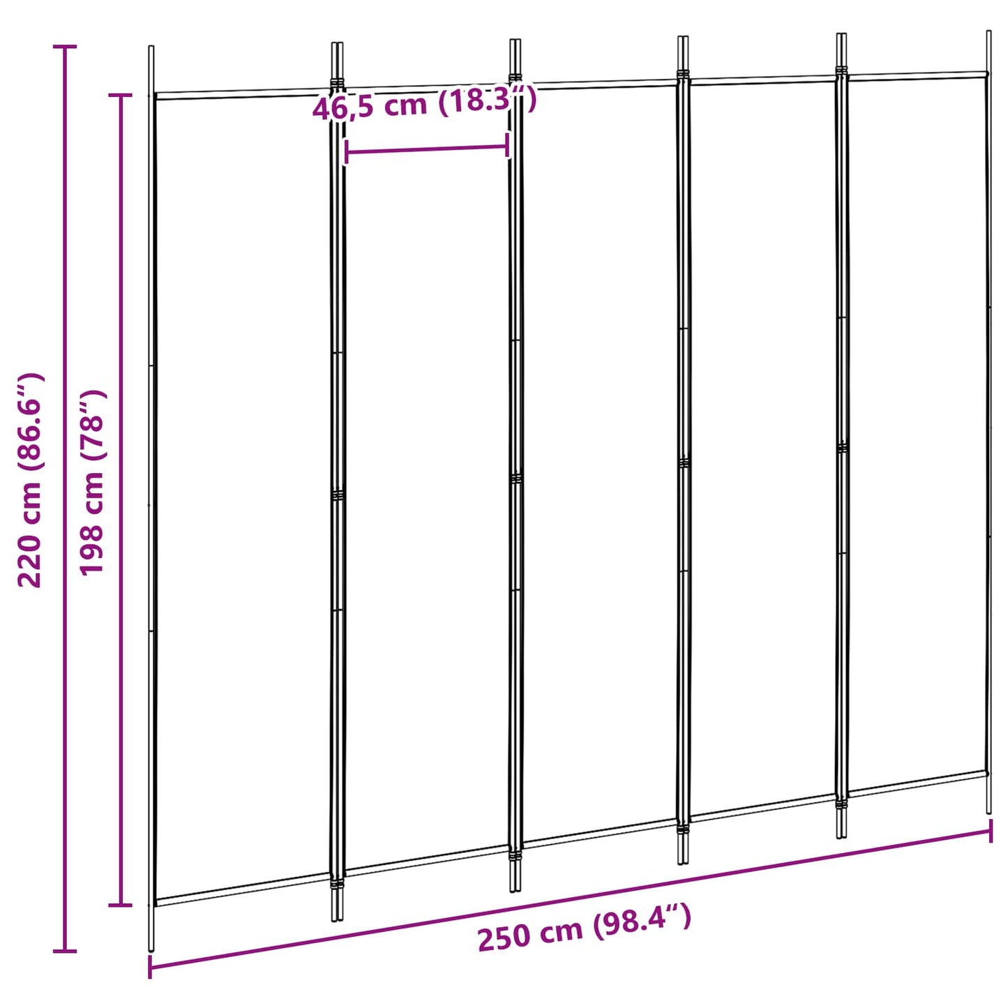 vidaXL Room Divider Beige 250 x 220 cm Fabric