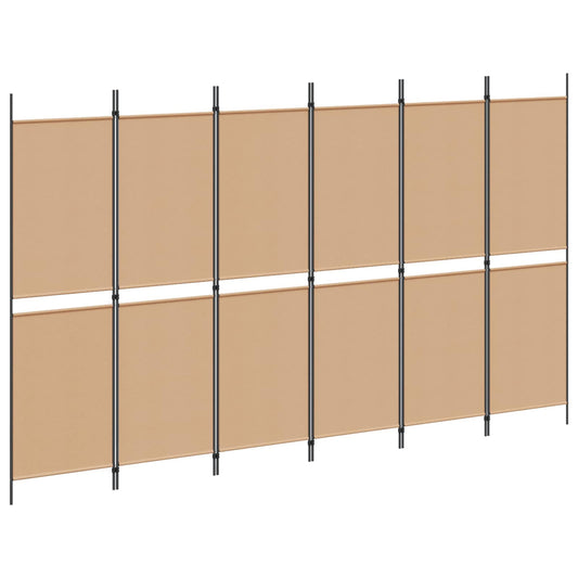 vidaXL 6-Panel Room Divider Beige 300 x 180 cm Fabric