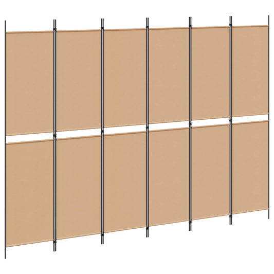 vidaXL 6-Panel Room Divider Beige 300 x 220 cm Fabric