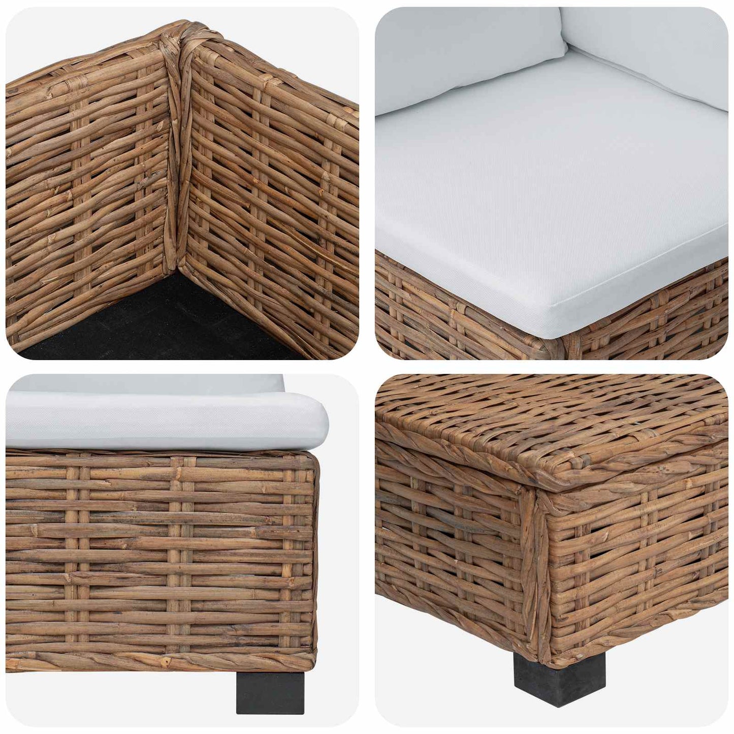vidaXL 4 pcs Rattan Lounge Set with Cushions GENDT Natural Rattan