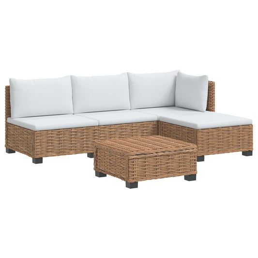 vidaXL 5 pcs Rattan Lounge Set with Cushions GENDT Natural Rattan
