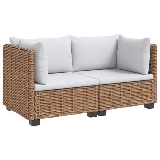 vidaXL 2 pcs Rattan Lounge Set with Cushions GENDT Natural Rattan