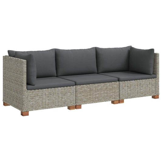 vidaXL 3 pcs Rattan Lounge Set with Cushions GENDT Natural Rattan