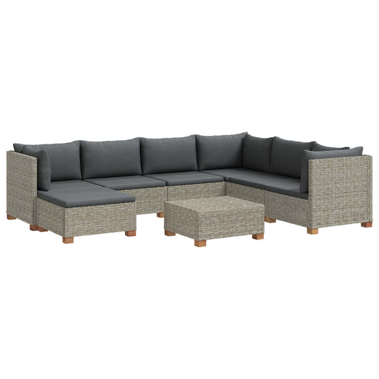 vidaXL 8 pcs Rattan Lounge Set with Cushions GENDT Natural Rattan