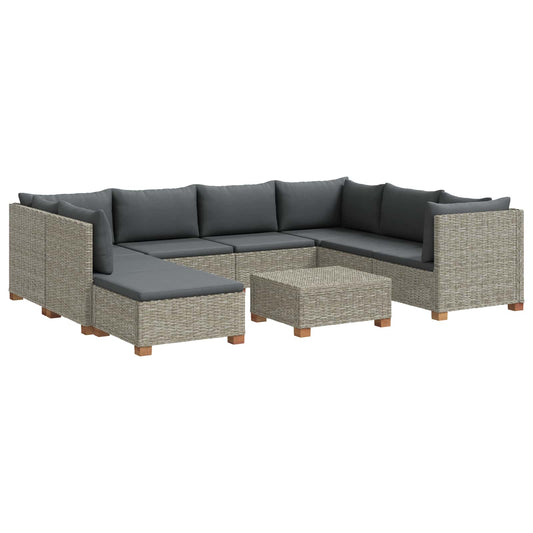 vidaXL 9 pcs Rattan Lounge Set with Cushions GENDT Natural Rattan