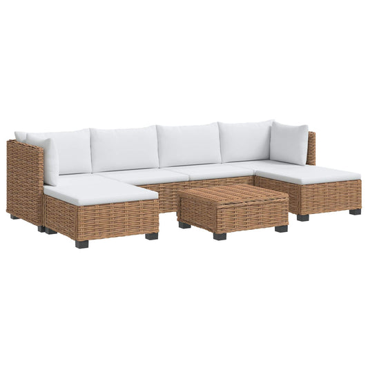 vidaXL 7 pcs Rattan Lounge Set with Cushions GENDT Natural Rattan