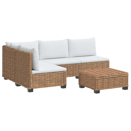 vidaXL 5 pcs Rattan Lounge Set with Cushions GENDT Natural Rattan