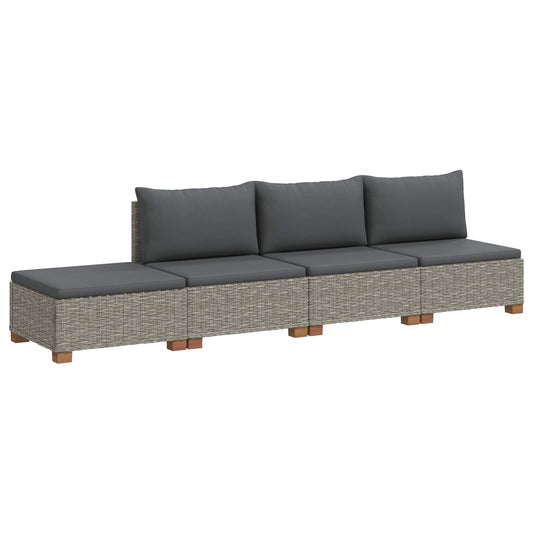 vidaXL 4 pcs Rattan Lounge Set with Cushions GENDT Natural Rattan
