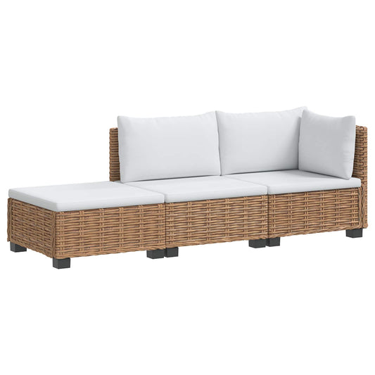 vidaXL 3 pcs Rattan Lounge Set with Cushions GENDT Natural Rattan
