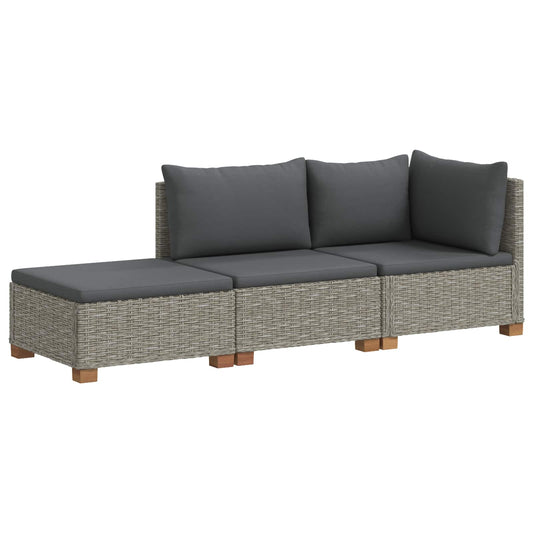 vidaXL 3 pcs Rattan Lounge Set with Cushions GENDT Natural Rattan
