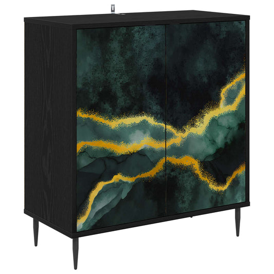 vidaXL Sideboard WIJHE Black Oak 69 x 33 x 76 cm Engineered Wood