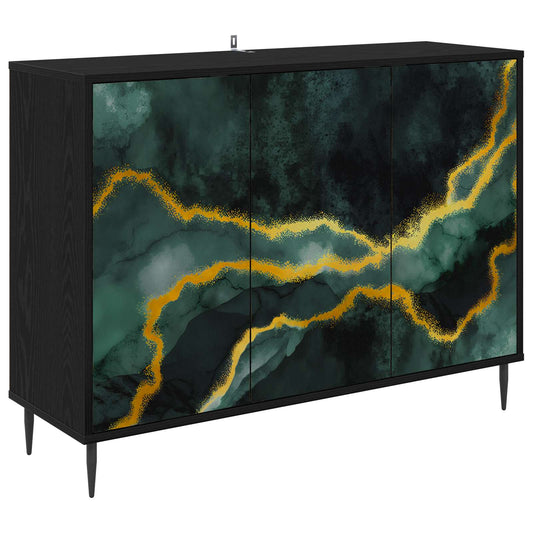 vidaXL Sideboard WIJHE Black Oak 102 x 33 x 76 cm Engineered Wood