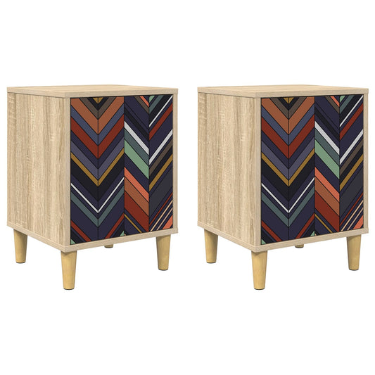 vidaXL Bedside Cabinet OMMEN 2 pcs Sonoma Oak 36 x 33 x 50 cm