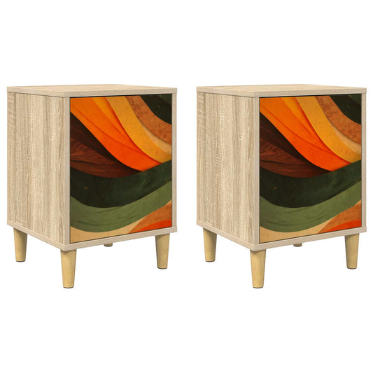 vidaXL Bedside Cabinet BONN 2 pcs Sonoma Oak 36 x 33 x 50 cm