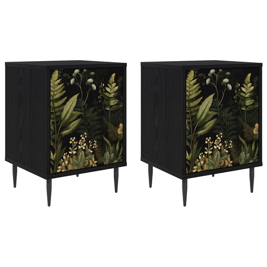 vidaXL Bedside Cabinet RHENEN 2 pcs Black Oak 36 x 33 x 51 cm