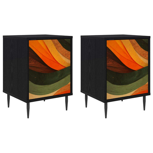 vidaXL Bedside Cabinet BONN 2 pcs Black Oak 36 x 33 x 51 cm