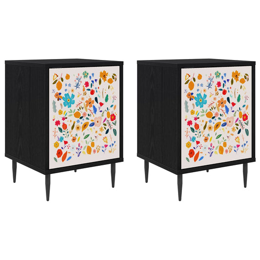 vidaXL Bedside Cabinet MAINZ 2 pcs Black Oak 36 x 33 x 51 cm