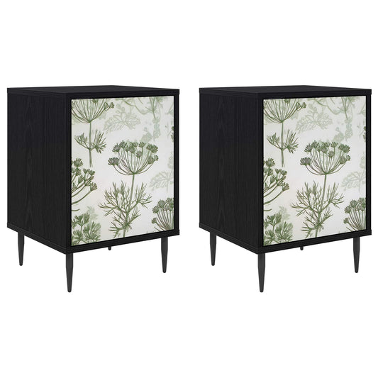 vidaXL Bedside Cabinet GOTHA 2 pcs Black Oak 36 x 33 x 51 cm