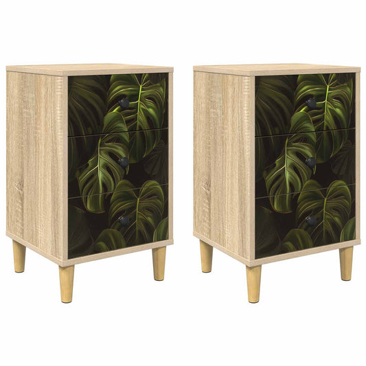 vidaXL Bedside Cabinet ELBURG 2 pcs Sonoma Oak 36 x 33 x 60 cm