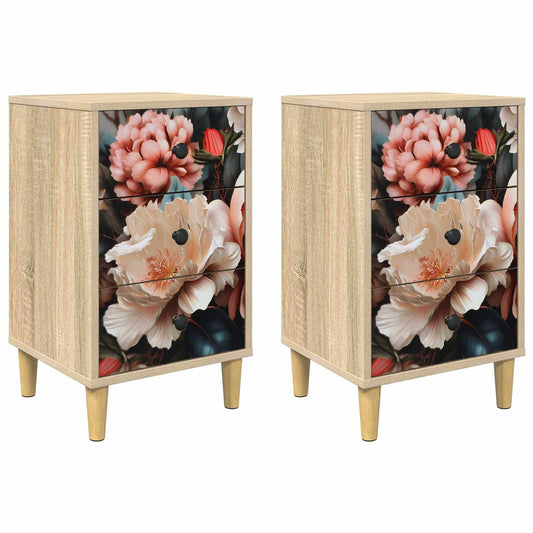 vidaXL Bedside Cabinet BORNE 2 pcs Sonoma Oak 36 x 33 x 60 cm