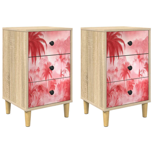 vidaXL Bedside Cabinet AACHEN 2 pcs Sonoma Oak 36 x 33 x 60 cm