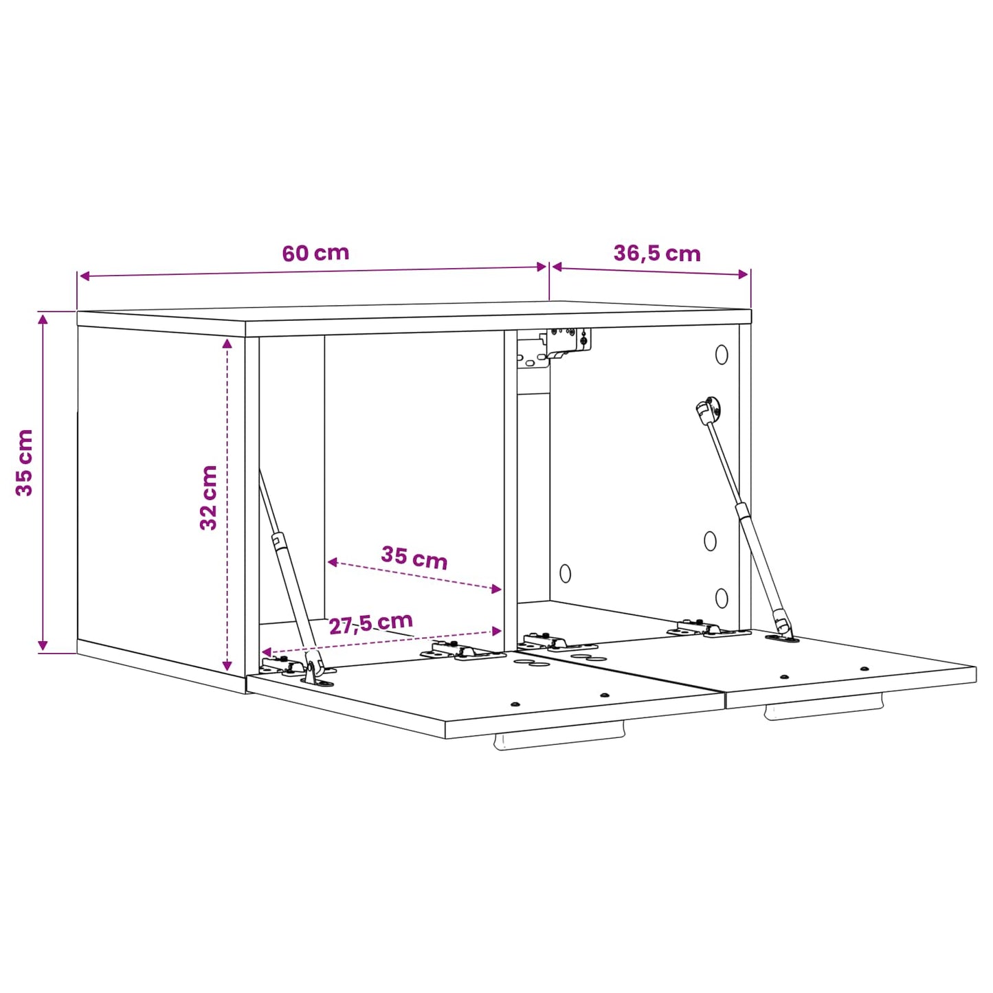 vidaXL Wall Cabinet Black oak 60 x 36.5 x 35 cm Engineered Wood