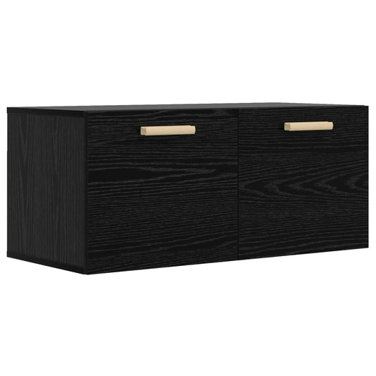 vidaXL Wall Cabinet Wall-Mounted Black oak 80 x 36.5 x 35 cm