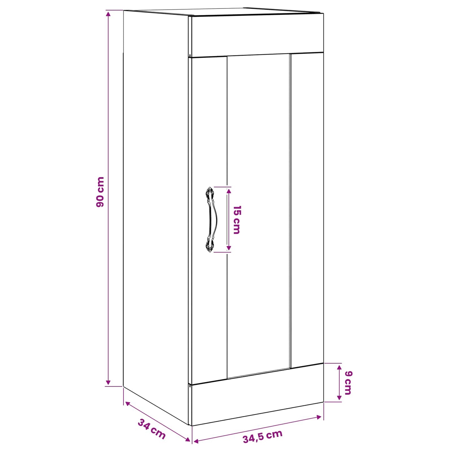 vidaXL Wall Cabinet Black Oak 34.5 x 34 x 90 cm Engineered Wood