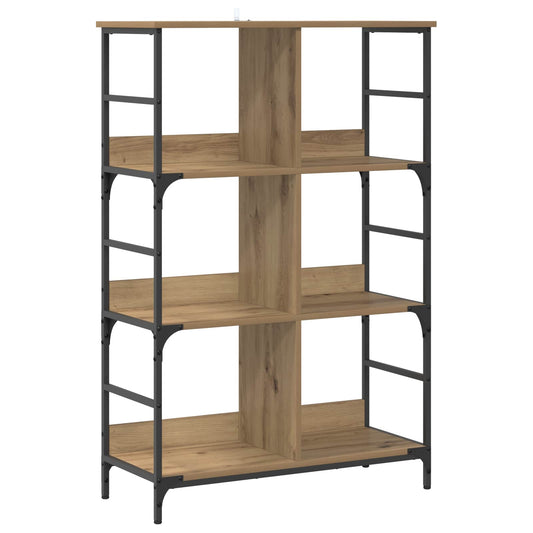 vidaXL Bookshelf 4-Tier 78.5 x 33 x 117.5 cm metal PB Artisan oak