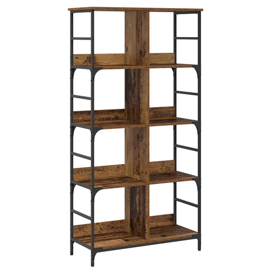 vidaXL Bookshelf 4-Tier 78.5 x 33 x 153 cm metal PB Old wood