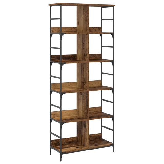 vidaXL Bookshelf 4-Tier 78.5 x 33 x 188.5 cm metal PB Old wood