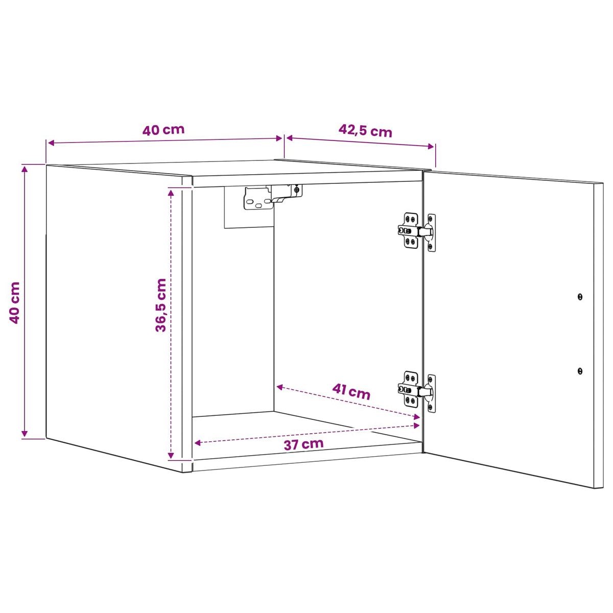 vidaXL Wall Cabinet Black Oak 40 x 42.5 x 40 cm Engineered Wood