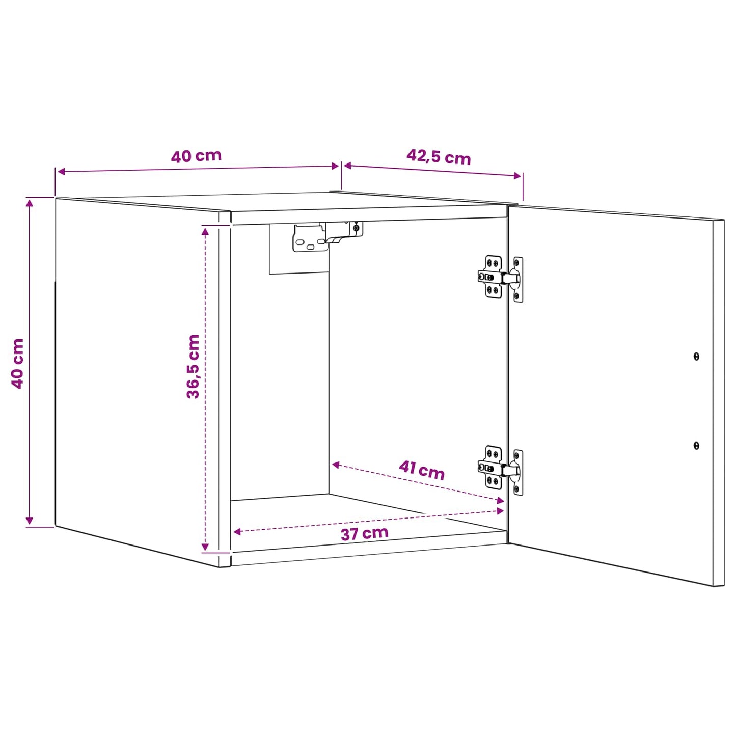 vidaXL Wall Cabinet Black Oak 40 x 42.5 x 40 cm Engineered Wood