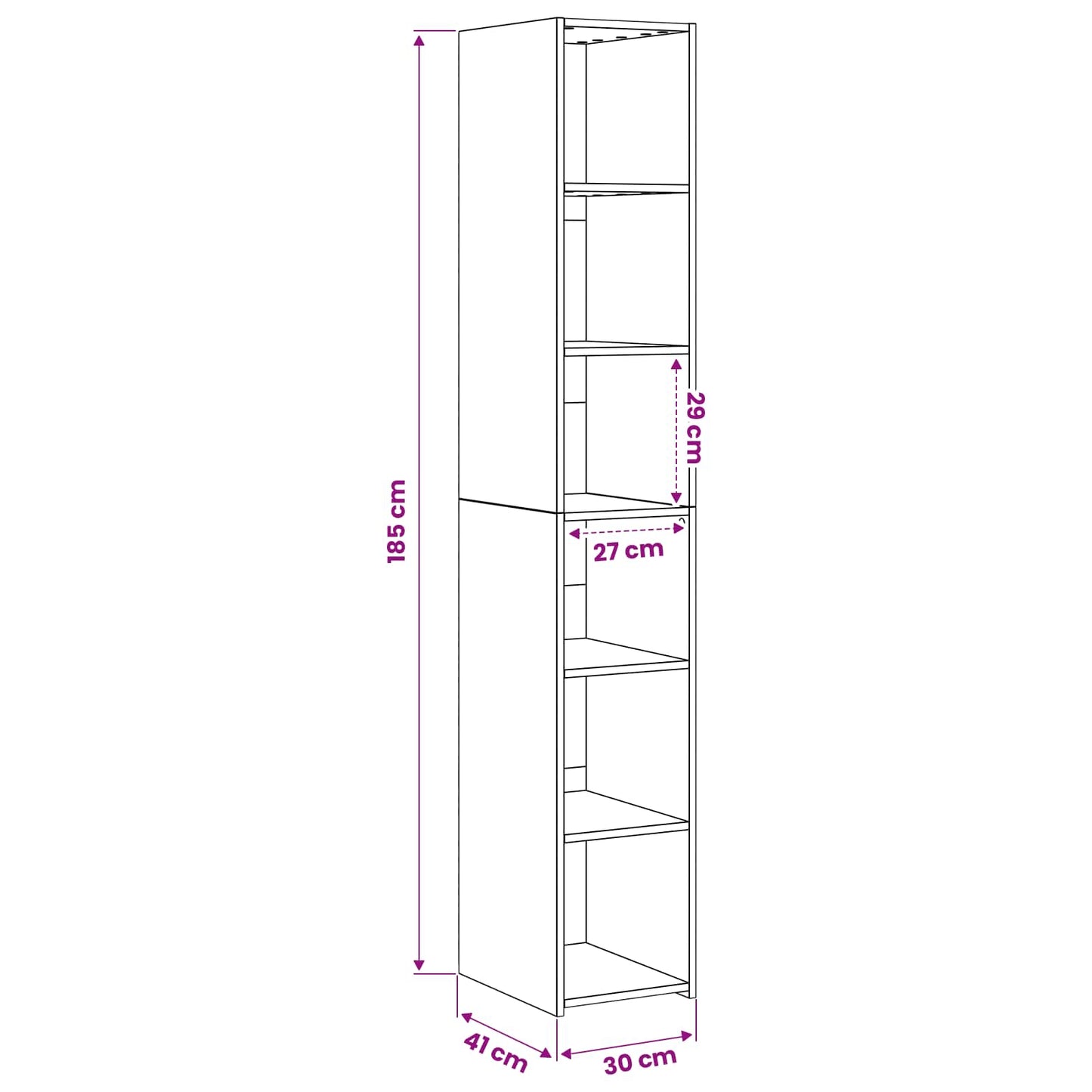 vidaXL Highboard Old Wood 30 x 41 x 185 cm Engineered Wood