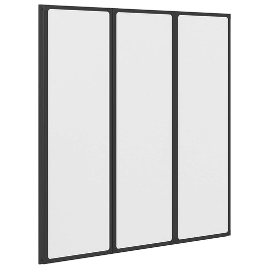 vidaXL Foldable Shower Screen Black and Full Frost 132 x 2 x 140 cm