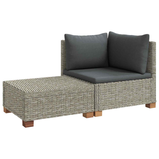 vidaXL 2 pcs Rattan Lounge Set with Cushions GENDT Natural Rattan