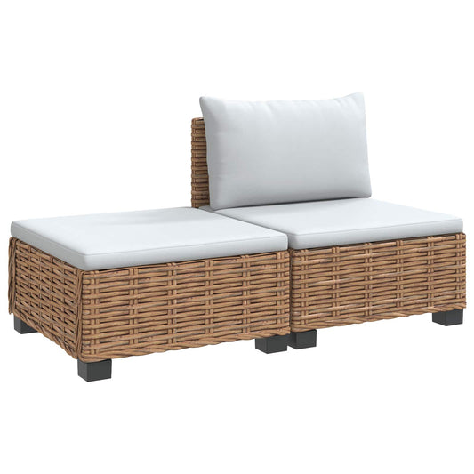 vidaXL 2 pcs Rattan Lounge Set with Cushions GENDT Natural Rattan