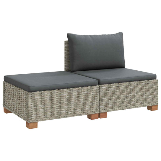vidaXL 2 pcs Rattan Lounge Set with Cushions GENDT Natural Rattan
