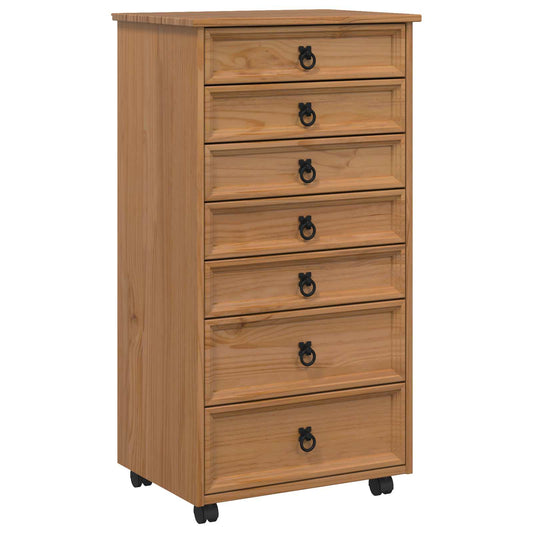vidaXL Rolling Cabinet with Drawers CORONA Honey Brown
