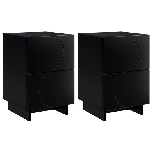 vidaXL Bedside Cabinet 2 pcs Black 33.5 x 34.5 x 50 cm Engineered Wood