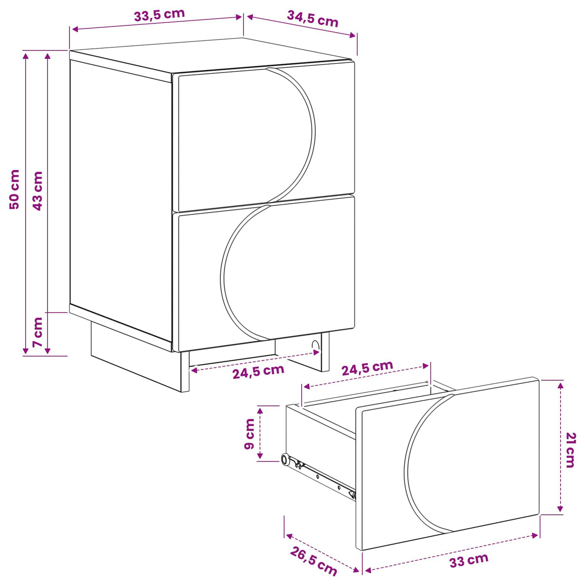 vidaXL Bedside Cabinet Sonoma Oak 33.5 x 34.5 x 50 cm Engineered Wood