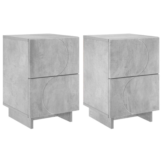 vidaXL Bedside Cabinet 2 pcs Concrete Grey 33.5 x 34.5 x 50 cm