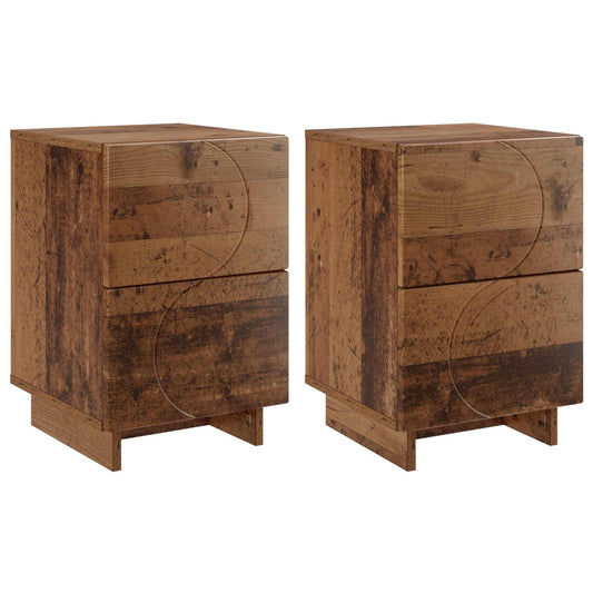 vidaXL Bedside Cabinet 2 pcs Old Wood 33.5 x 34.5 x 50 cm