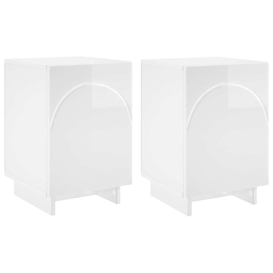 vidaXL Bedside Cabinet 2 pcs High Gloss White 33.5 x 34.5 x 50 cm