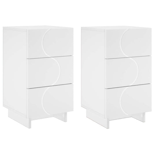 vidaXL Bedside Cabinet 2 pcs White 33.5 x 34.5 x 60 cm Engineered Wood