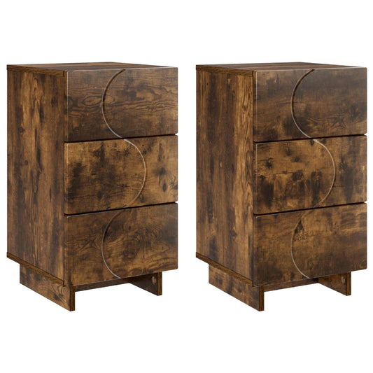 vidaXL Bedside Cabinet 2 pcs Smoked Oak 33.5 x 34.5 x 60 cm