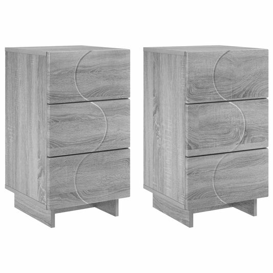 vidaXL Bedside Cabinet 2 pcs Grey Sonoma 33.5 x 34.5 x 60 cm