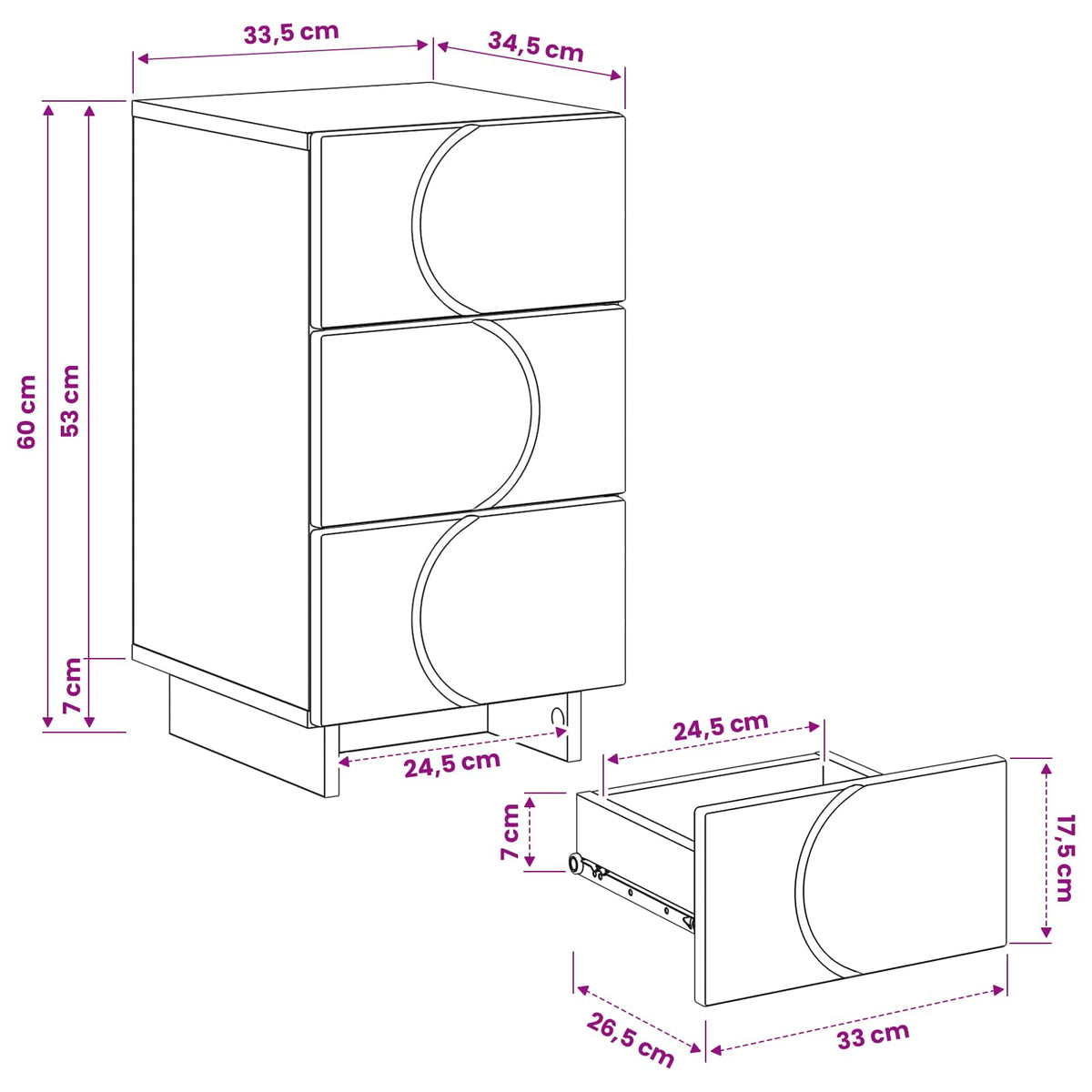 vidaXL Bedside Cabinet Old Wood 33.5 x 34.5 x 60 cm Engineered Wood